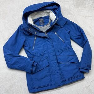 Vintage Abercrombie Fitch Jacket Womens XXS Blue Sherpa Wind Water Resistant Y2K